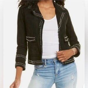 ALL SAINTS Evans Suede Jacket Black Goat
Leather Studded Size Extra Small